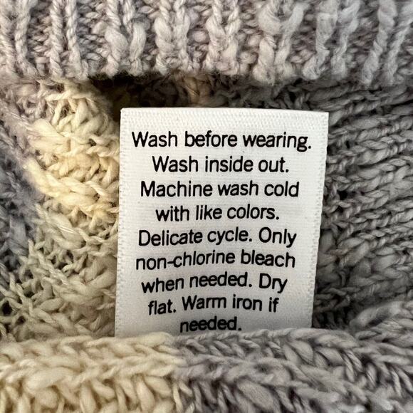 Sonoma Womens Chunky Knit Sweater Size 2X Gray Ivory Stripe V-Neck Pullover - Picture 6 of 6